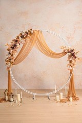 Ling’s Moment 4 pc Modular Garlands Arch Decor in Walnut Brown & Sand Beige