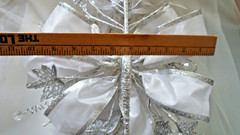 Luxury Wedding Cascade, White & Silver,Glass Crystals,Porcelain Roses,Satin-Beau