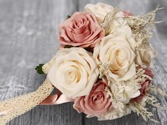 Wedding Bouquets for Bride, Champagne White & Pink Rose Bridal Bouquets for B…