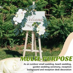4 Pcs Wedding Arch Floral Kit – 2 Artificial Swags & 2 White Chiffon Drapes for