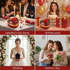 Eternal Real Rose Dainty Love Pendant , Preserved Red Gift Box with