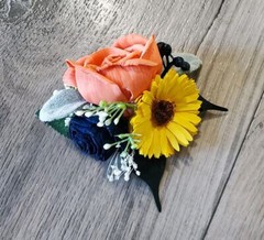 Coral Navy Sunflower Bridal Bouquet Sola Wood Cascade Orange Wedding Flowers