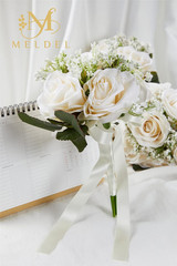 6.5″ Ivory Bridesmaid Bouquet Set of 6 – Elegant Artificial Flowers