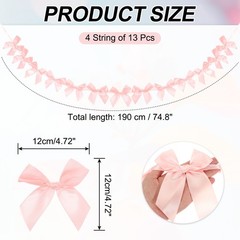 4 String of 13Pcs Light Pink Bow Garland Banner Decoration Party Bow