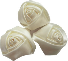 Pack of 20 Satin 4d Rose 2″ Craft Wedding Bride Bouquet Rose Flower-Ivory