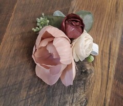 Mauve Pink Burgundy Cascade Sola Wood Bridal Bouquet Artificial Wedding Flowers