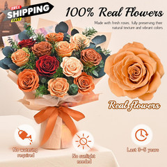 Flower Bouquet 12-Piece Preserved Roses Yellow 12 Roses, Yellow-12