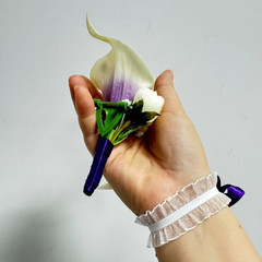 2 Set Purple Artificial Flower Calla Lily Flowers Corsage and Boutonniere for We