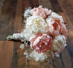Light Pink White Bridal Bouquet Blush Peony Bridesmaid Sola Wood Wedding Flowers