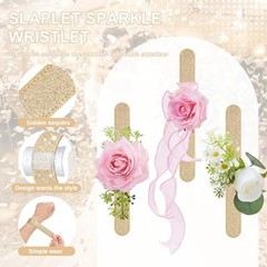 6 Pieces Slaplet Wrist Corsage Bracelets Wristlet Band Floral Corsage Golden
