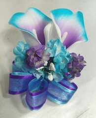 Purple Teal Rose Tiger Lily Bridal Wedding Bouquet Accessories