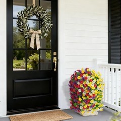 Artificial Fake Hanging Flowers Basket for Spring Yellow White Purple Red
