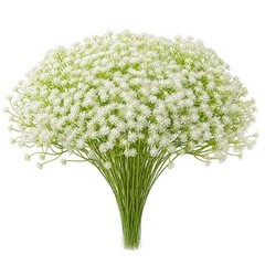 60 Pcs Bulk Long Stem Artificial Baby’s Breath, White Faux Gypsophila Flowers