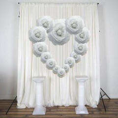 4 pcs 12″ White Artificial Large Roses Flowers Wall Backdrop Party Wedding