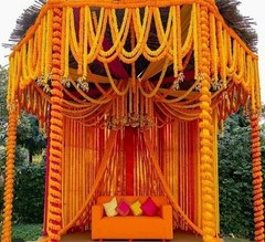 indian Wedding 10 Pc Artifiial marigold Flower Garlands Mehandi Decoration