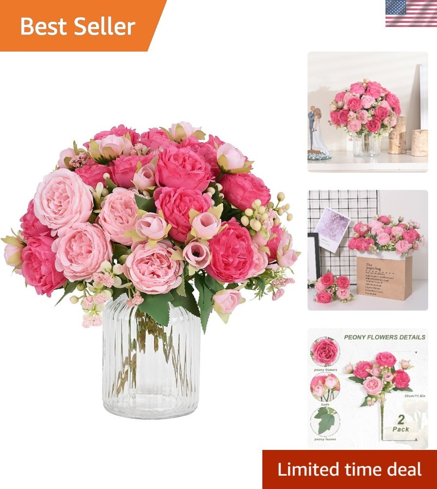 2 Packs Peonies Artificial Flowers, Mixed Pink Artificial Peonies, Silk Peoni…