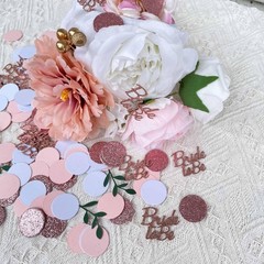 Rose Gold Glitter Wedding Table Confetti, Greenery Eucalyptus Confetti, Bridal S