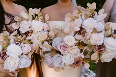 Artificial Rose Wedding Bridesmaid Bouquets White Cream Gold Mauve – Set of 4