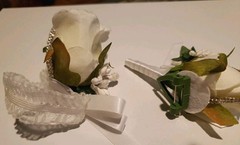 Wrist Corsage Boutonniere Set 12 / 6 Each Cream Ivory New Prom Wedding