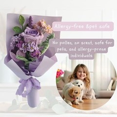 Romantic Lavender Crochet Flower Bouquet, Gifts for Women Anniversary, Lilac