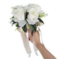 Horoper Wedding Bouquets for Bride, White Champagne Artificial Roses Flowers …