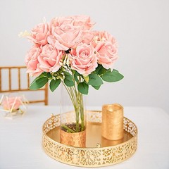 LIGHT BLUSH 2 Bushes 18″ ARTIFICIAL Faux Silk Rose FLOWERS Bouquet Wedding