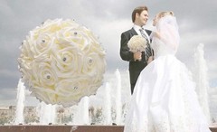 Ivory Cream Bouquet for Bride Bridesmaids with Diamond Soft Ribbons Artificia…
