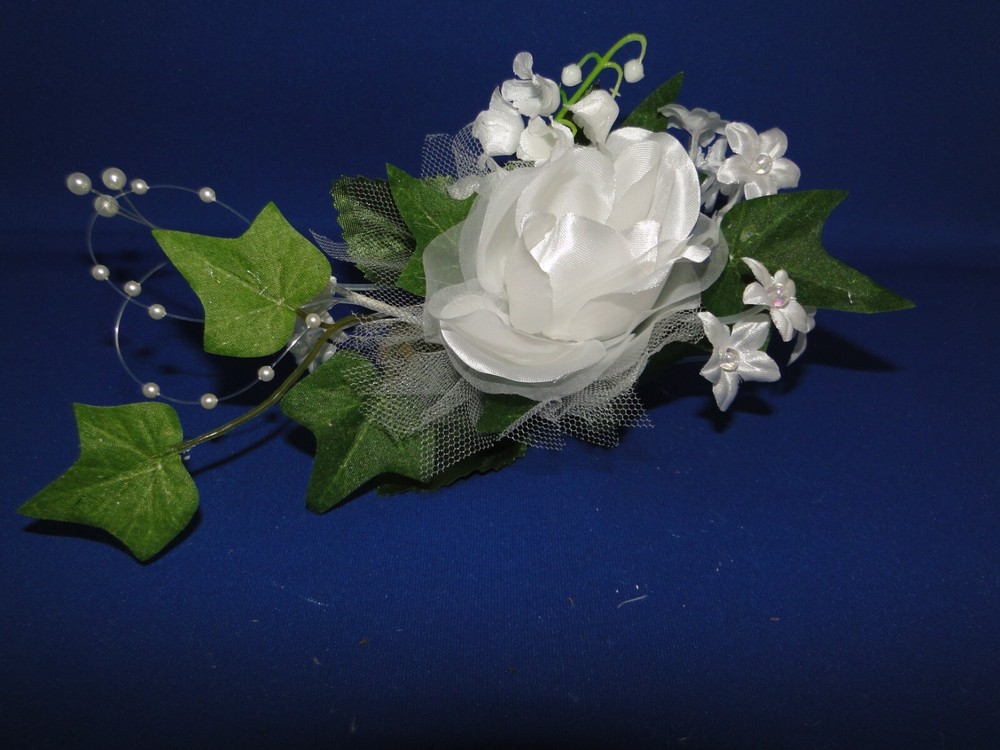 New Pin on White Open Rose Corsage for Wedding, Prom, Mother’s Day