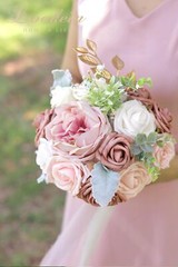 Lookein Bridesmaid Bouquet Set of 4 Boho Wedding Bouquet 7-Inch Fake Flower B…