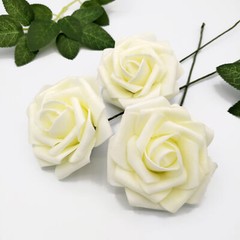 US Ship 25pcs Artificial Foam Rose Flower with Stem Decoration for Wedding Party