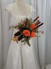 Orange Autumn Rustic Antlered Silk Wedding Bouquet