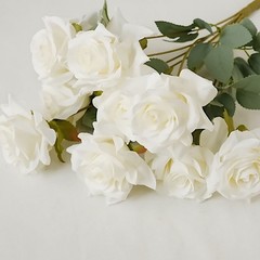 IVORY 2 Bushes 17″ Silk Roses Artificial FLOWERS Bouquets Party Decorations