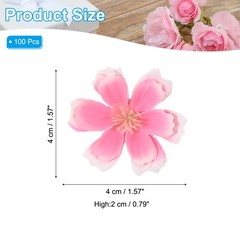 100Pcs Fake Silk Flower Heads, Artificial Cherry Blossom Wedding, Pink