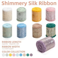 Multicolour Silk Chiffon Ribbon,Frayed Shimmery Silk Ribbon Multicolour Set