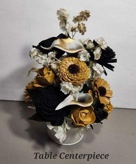 Champagne Gold Ivory Black Rose Calla Lily Sola Wood Bridal Wedding Bouquet Acce