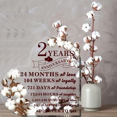 2 Years Anniversary Decor for Him Her Cotton 6 x 6 x 0.6 inches, 2 Year