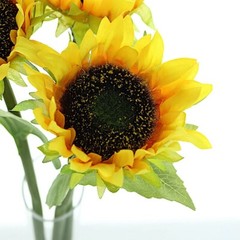 3 Yellow 17-Inch ARTIFICIAL Faux SILK SUNFLOWER Stems Wedding Party Supplies