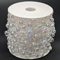 99feet Artificial Pearl Beads Garland for Christmas Tree Plastic Beaded Clear