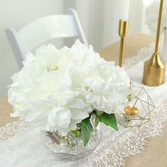 WHITE 2 Bushes 17″ Silk ARTIFICIAL PEONY FLOWERS Bouquets Wedding Party Supplies