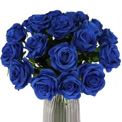 Fake Roses Artificial Flowers – Fake Artificial Roses Silk Flowers 10 Pcs Blue