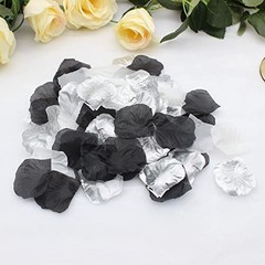 2NDTONONE 900PCS Silver Black White Artificial Flowers Silk Rose Petals Flower