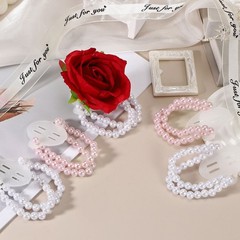 8 Pcs Pearl Corsage Wristlet, Elastic Wrist Corsage Bracelets Bands, Pink