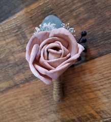 Mauve Navy Dusty Blue Sola Wood Cascading Bridal Bouquet and Wedding Flowers