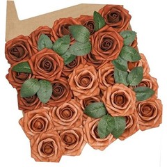Artificial Flowers Artificial Rose for DIY Wedding 25pcs Shades of Terracotta