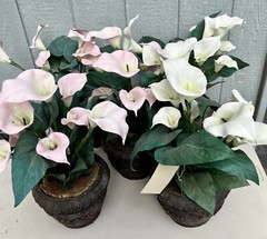 Potted Faux Lilies Twinkle Lites Any Occ Summer Garden Wedding LOCAL PICKUP