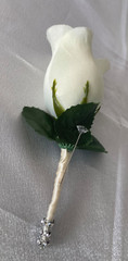 Ivory Wedding Bouquet Set with Diamonds, 2 Piece Wedding Flower Package