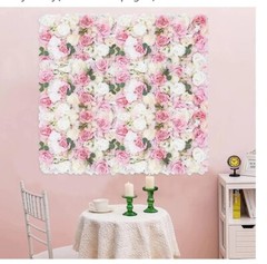 Wedding Artificial Silk Flower Wall Panel Backdrop Rose Pink White 16 X 24 Inch