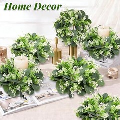 Pcs Artificial Eucalyptus Candle Rings Wreaths, 9 Inch 12 Eucalyptus Leaves03