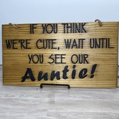 Rustic Wedding Auntie Sign 14×8 Wood Hanging Sign Carpenter’s Custom Creations