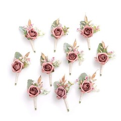 Ling’s Moment Boutonniere for Men, 10pcs Groomsmen Guest Boutonniere, Artific…